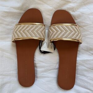 ZARA Woven Braided Sandal with Gold Trim